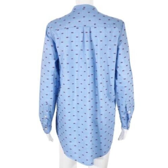 Gap  Womens Tunic Shirt Dress Size Small Oversized Long Sleeve Blue Red Flags - Picture 6 of 10